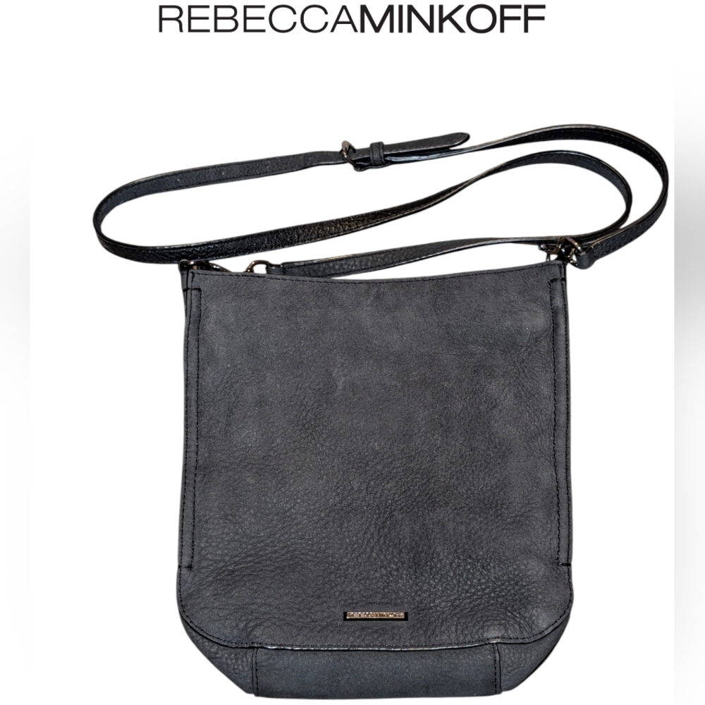 Rebecca Minkoff Pebbled Leather/Suede Regan Crossbody Bag Black Purse